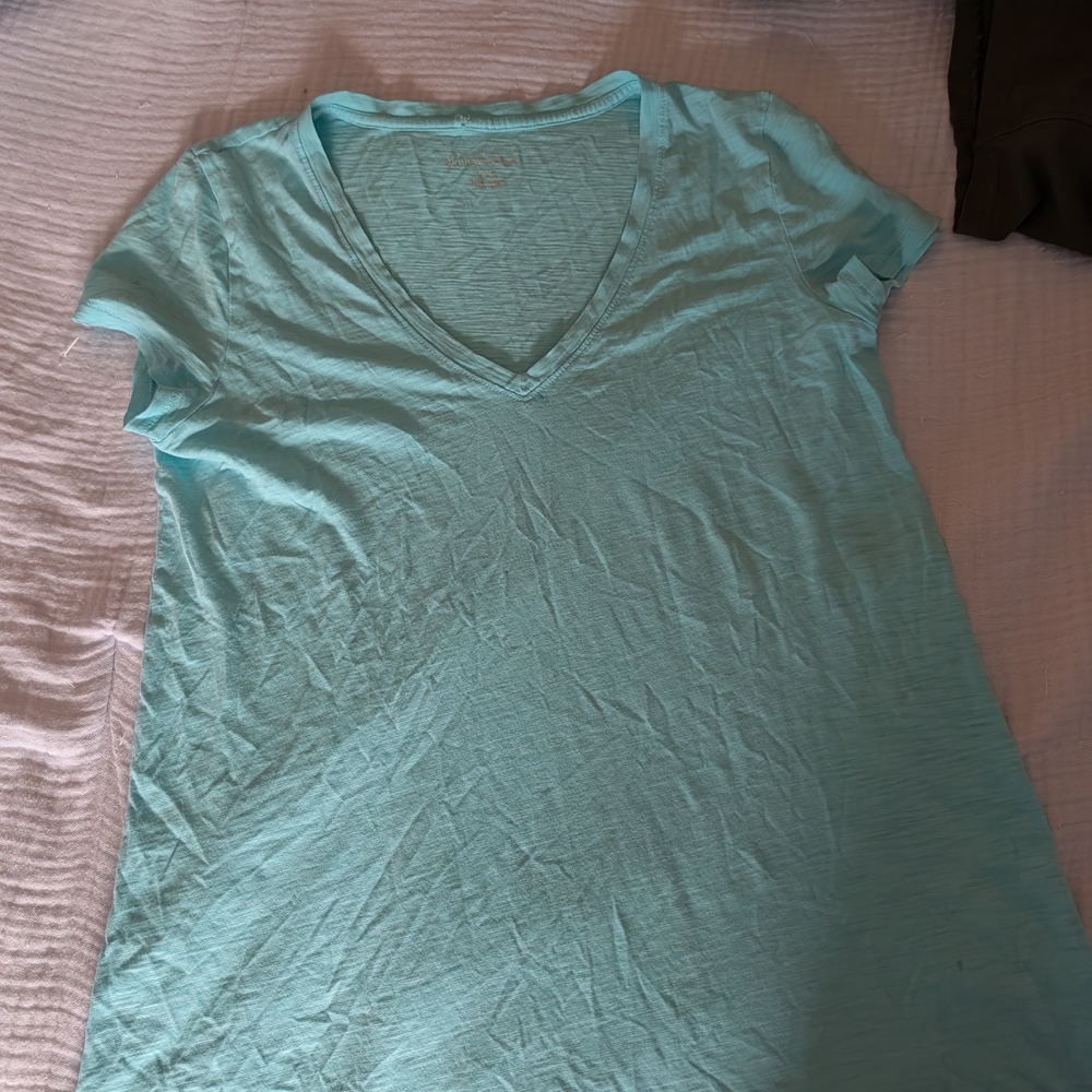 Lilly Pulitzer Aqua V-Neck Tee